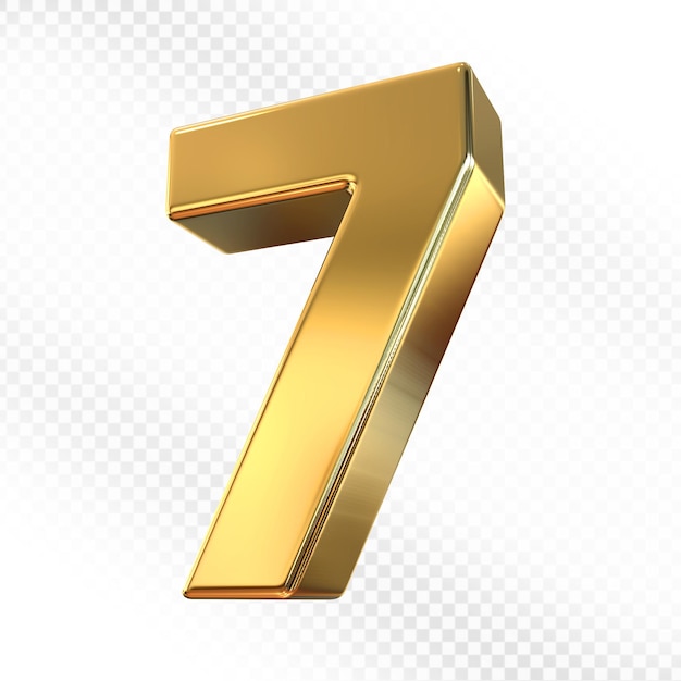 Number 7 Gold 3D Render