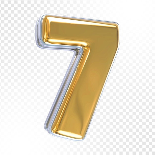 Number 7 gold 3d render