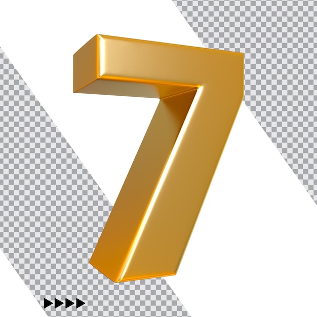 Number 7 Gold 3D Rendering