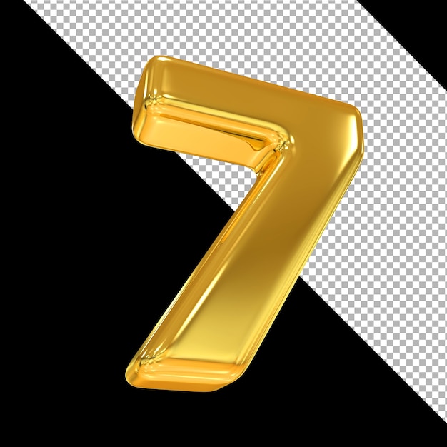 PSD number 7 gold 3d styles