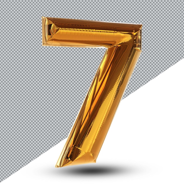 PSD number 7 gold 3d