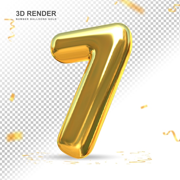 number 7 gold luxury 3d