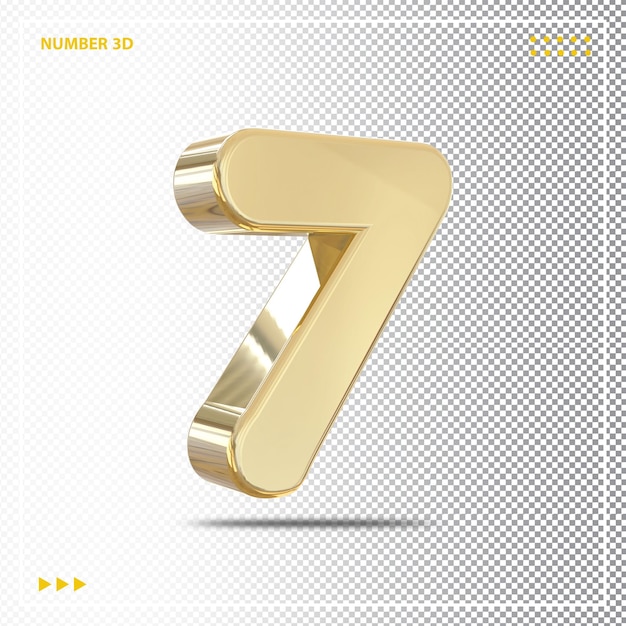 Numero 7 elemento di lusso in oro 3d