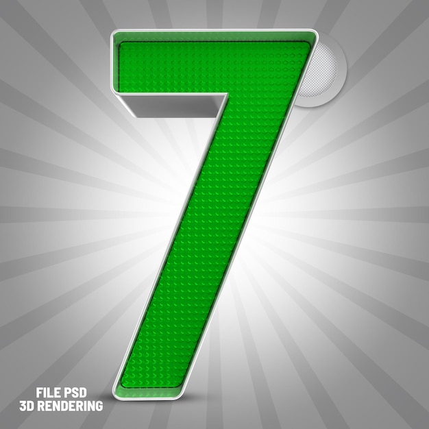 Numero 7 rendering 3d verde