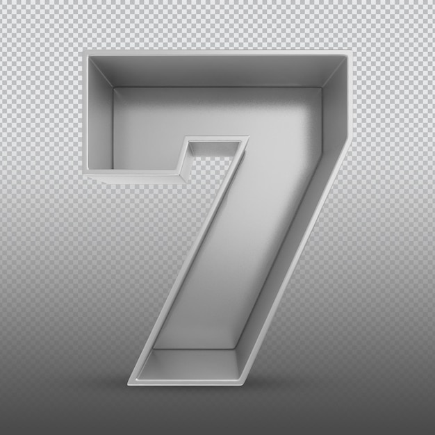 PSD number 7 silver 3d rendering