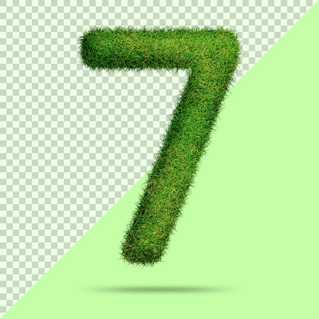 Number 7 with realistic 3d grass