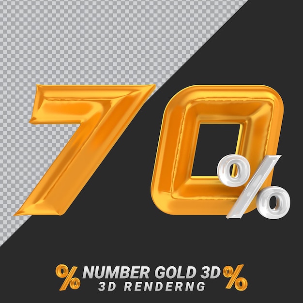 Number 70 gold 3d rendering