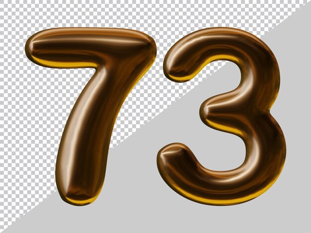 Number 73 design with balloon style in 3d render