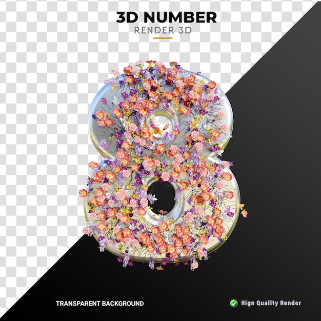 ナンバー 8 3 d フラワー エディション リアルなレンダリング高品質