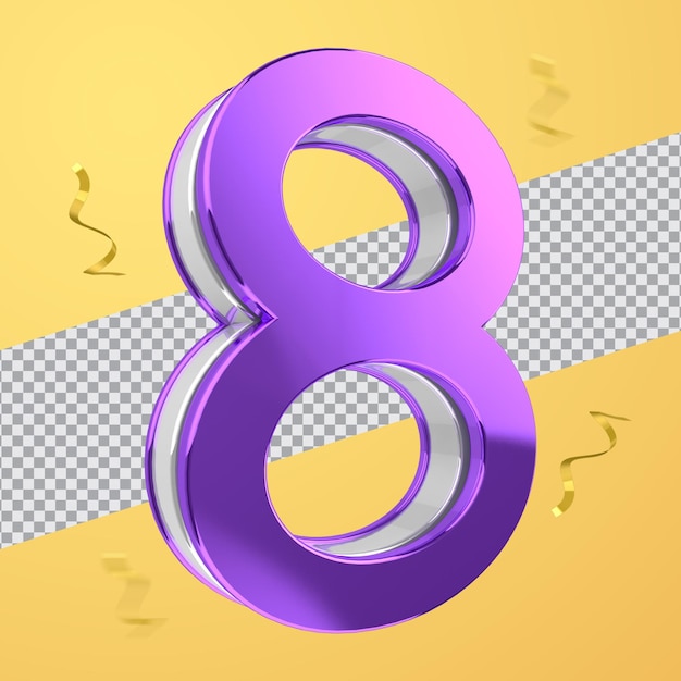 Number 8 3D Render 8 March