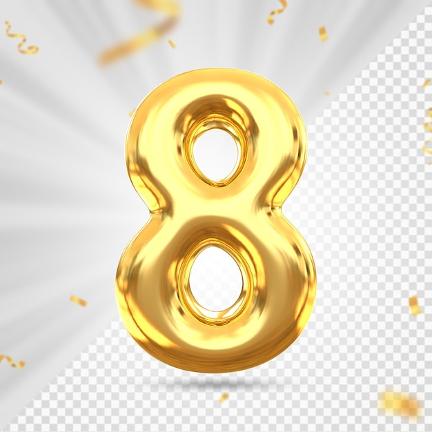 Number 8 balloon gold