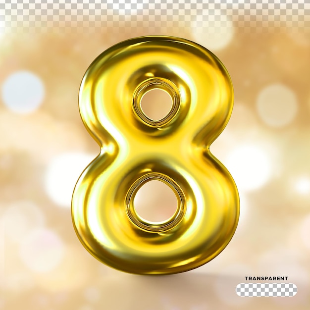PSD number 8 balloons 3d style