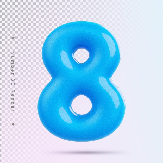 Numero 8 blu lusso 3d