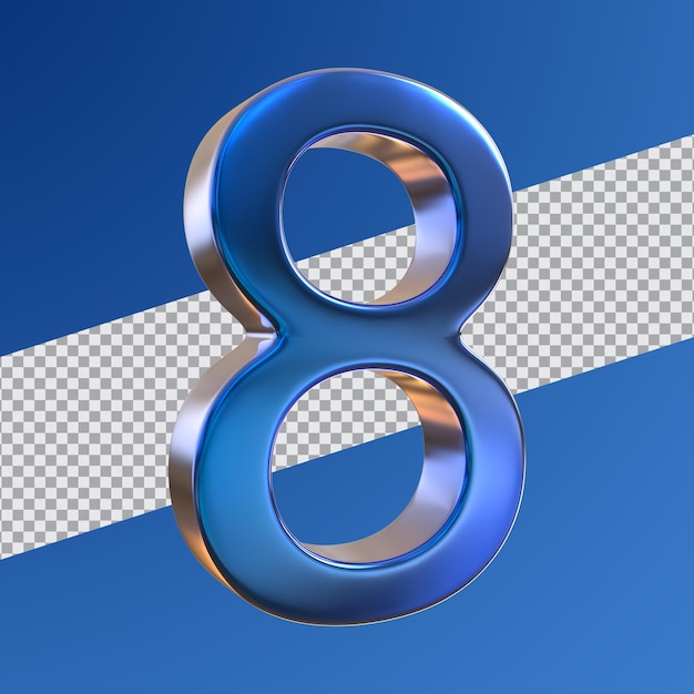 Number 8 blue style 3d render