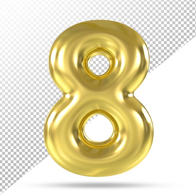 Number 8 gold 3d balloons