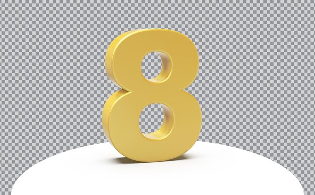 Number 8 gold 3d luxury