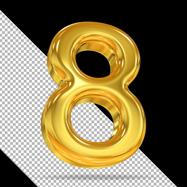 PSD number 8 gold 3d styles