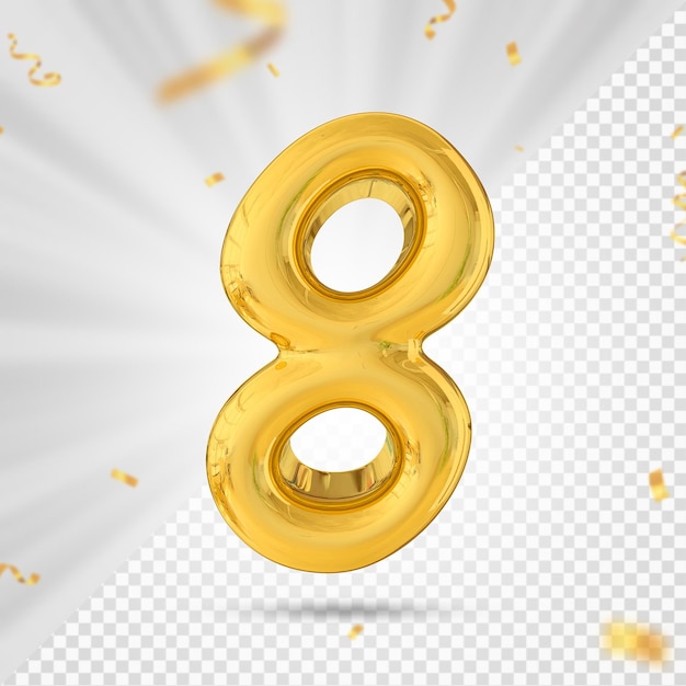 Number 8 gold 3d