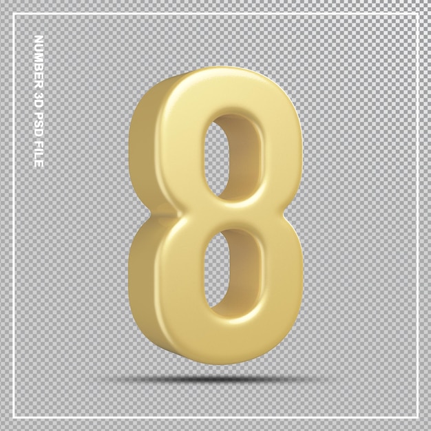 Number 8 gold 3d