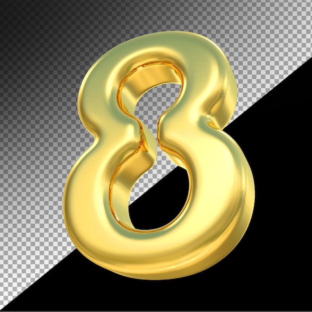 Number 8 gold luxury 3d