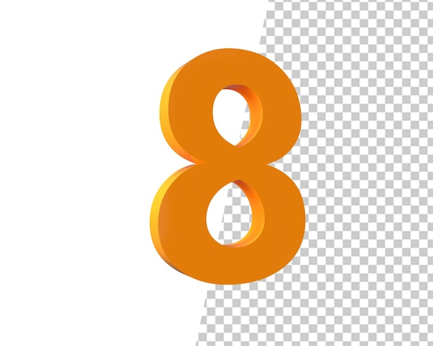 Number 8 gold text 3d render