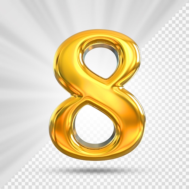 Number 8 golden 3d