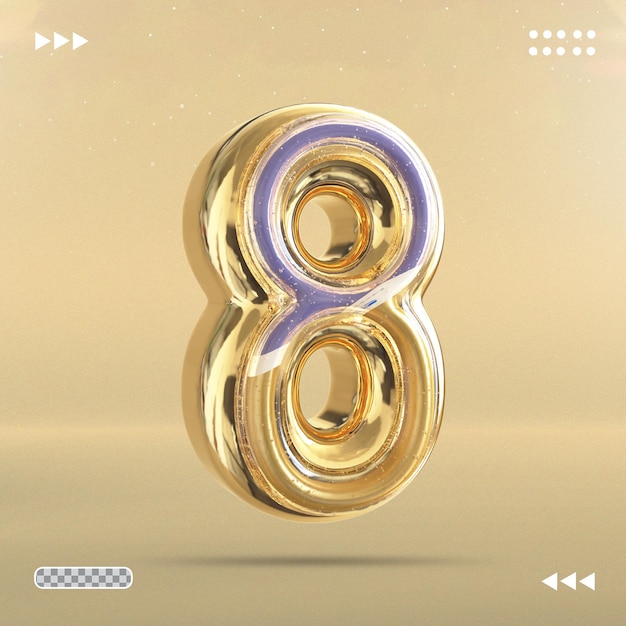 Numero 8 golden style 3d render