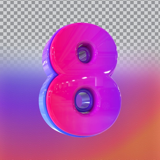 Number 8 gradient 3d render style luxury