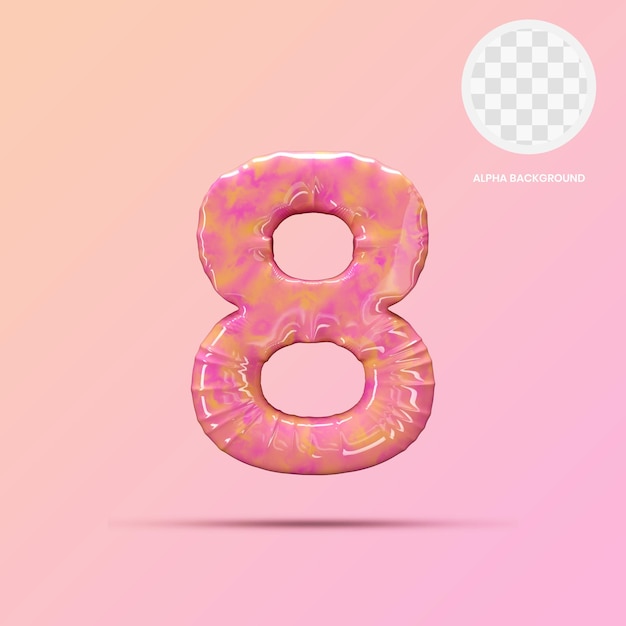 PSD number 8 lollipop 3d render