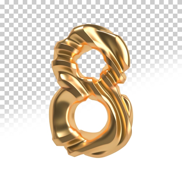 PSD number 8 metal 3d render style