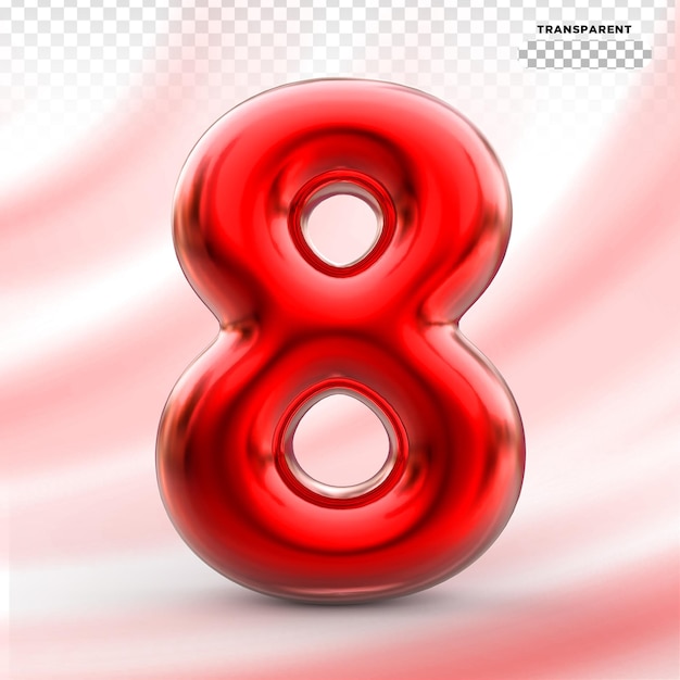 Rendering 3d rosso numero 8