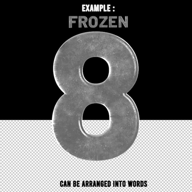 Number 8 text effect ice