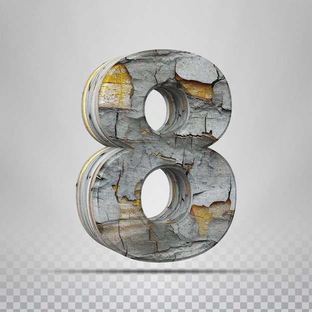 나무 질감 3d 렌더링이 있는 숫자 8