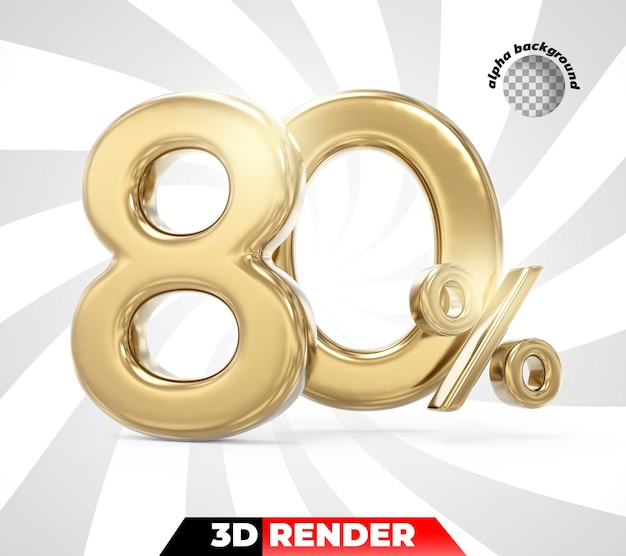 Number 80 golden 3d render