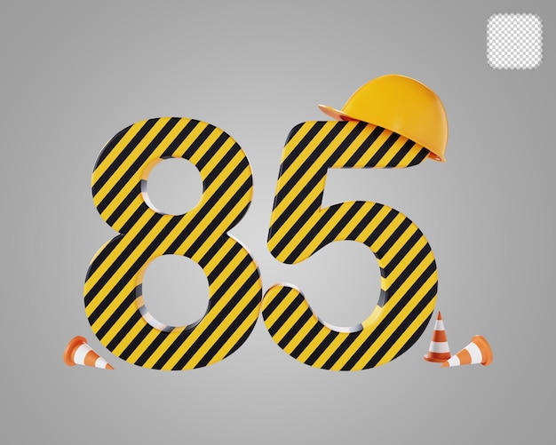 Number 85 construction style 3d illustration