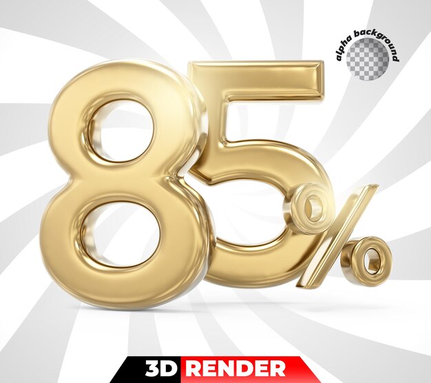 Number 85 golden 3d render