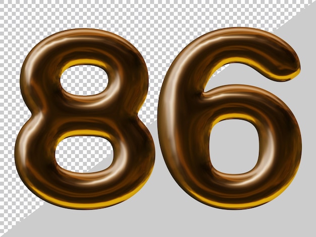 Дизайн номера 86 в стиле воздушного шара в 3d-рендеринге