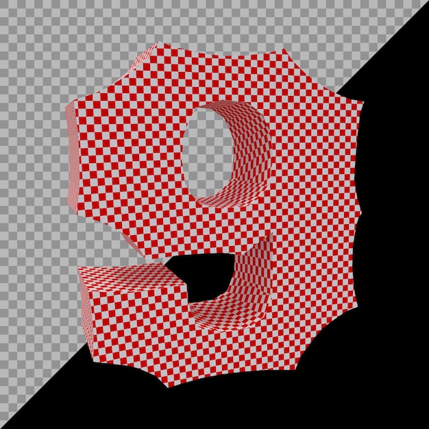 Number 9 in 3d render