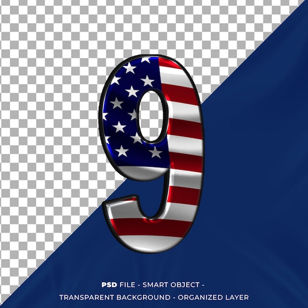 PSD 9 アメリカ国旗の3d文字