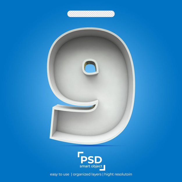 PSD number 9 caps text effect