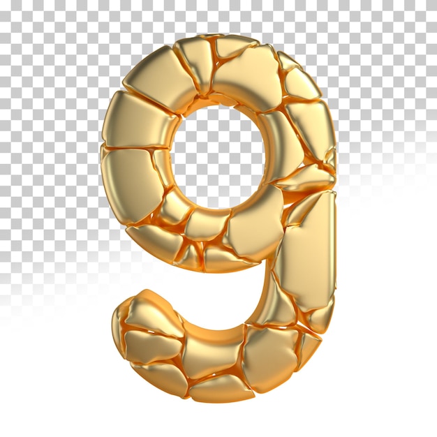 PSD numero 9 gold 3d render style