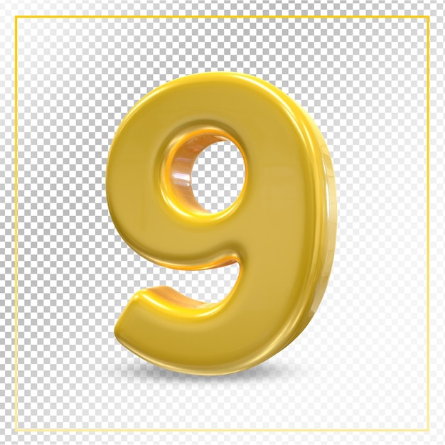 Number 9 gold 3d