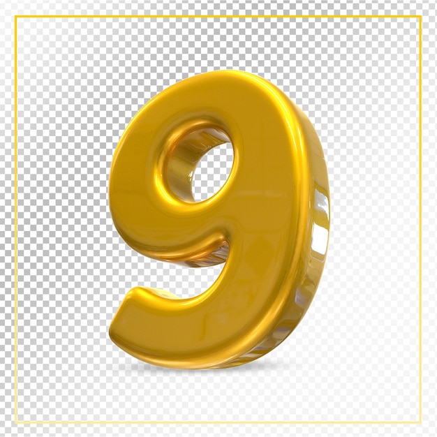 Number 9 gold luxury 3d