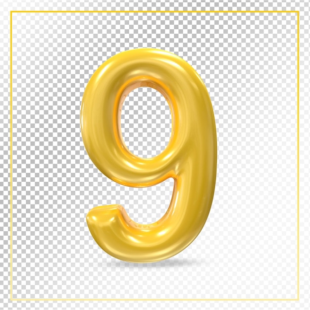 Number 9 gold luxury 3d