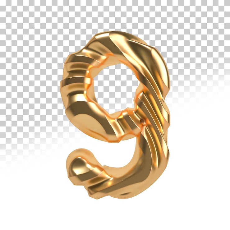 PSD number 9 metal 3d render style