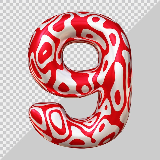 Number 9 with 3d modern style