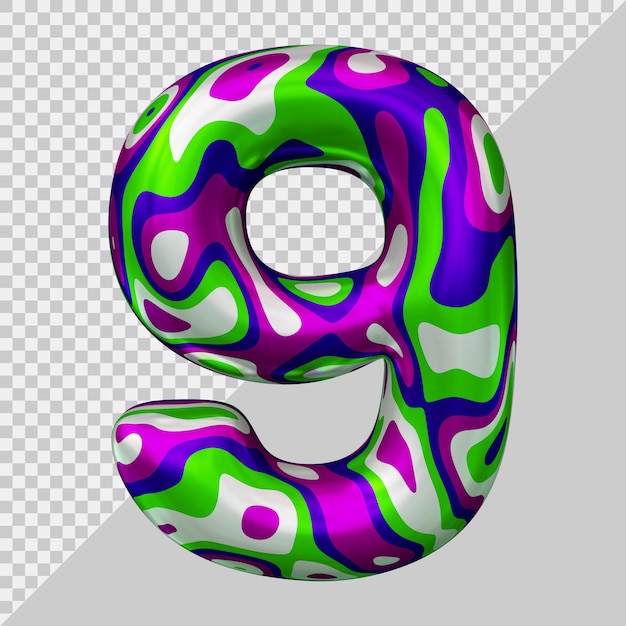 PSD number 9 with 3d modern style