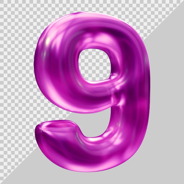 Number 9 with 3d modern style