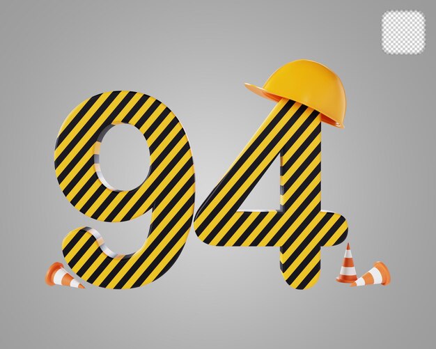 Number 94 Construction Style 3D illustration