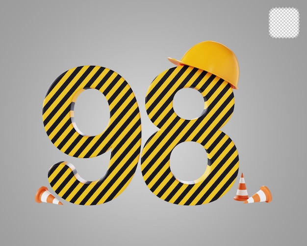 PSD number 98 construction style 3d illustration